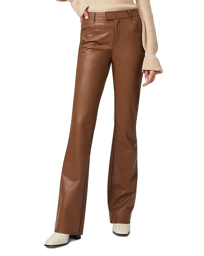 PAIGE Laurel Canyon High Rise Bootcut Trouser Faux Leather Jeans in Dark Argan