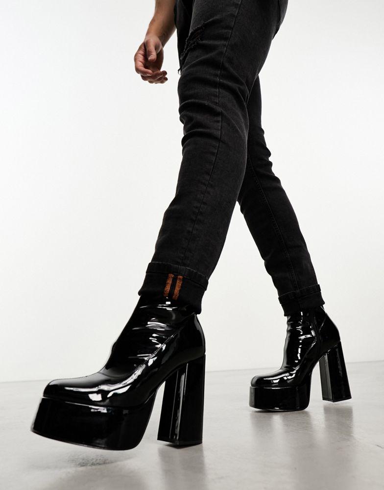 Koi Footwear KOI platform heeled ankle boots in black patent