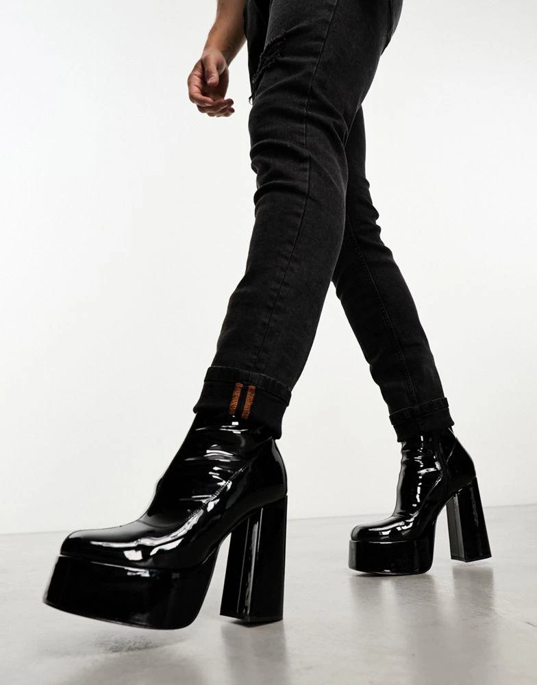 Koi Footwear KOI platform heeled ankle boots in black patent 2