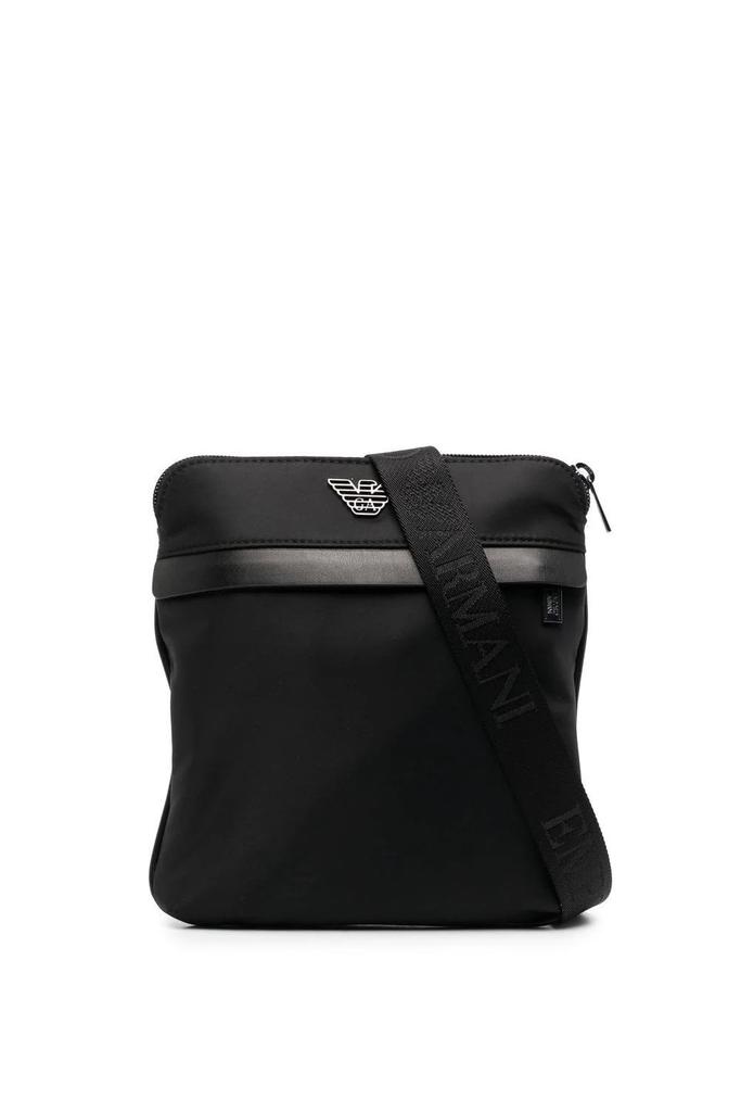undefined Woven Logo Messenger Bag Black