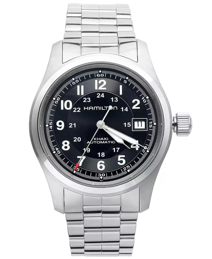 Hamilton Watch, Men
s Swiss Automatic Khaki Field Stainless Steel Bracelet 38mm H70455133 1