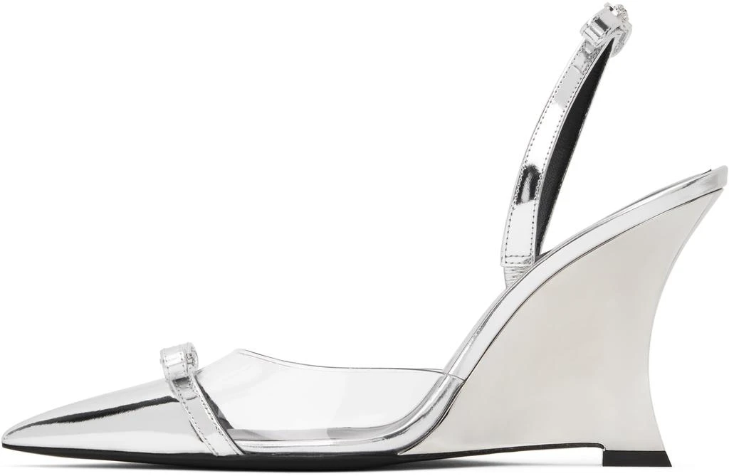 Versace Silver Gianni Ribbon Metallic Wedge 95mm Heels 3