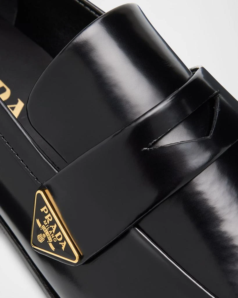 Prada Spazzolato Leather Logo Penny Loafers 3
