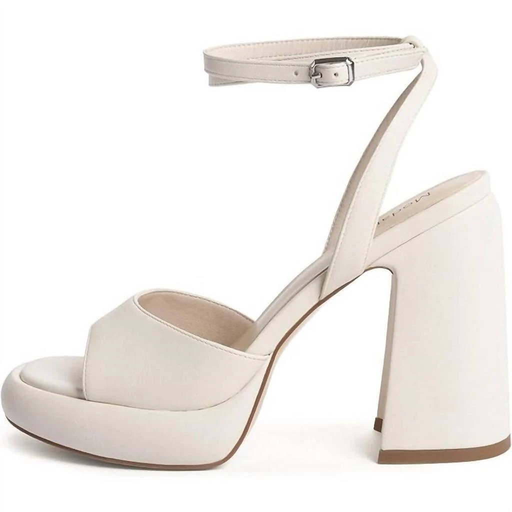 Modatope Women's Platform Heeled Sandals In Beige White 2