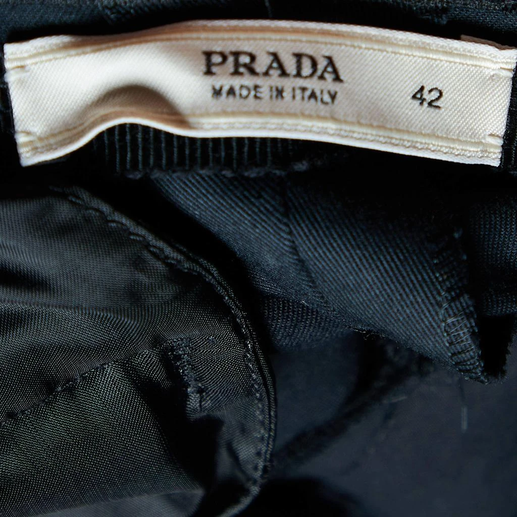 Prada Prada Navy Blue Cotton Frayed Waist Detail Pants M 4