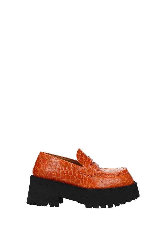 Marni Loafers Leather Orange Dragon Fire 1