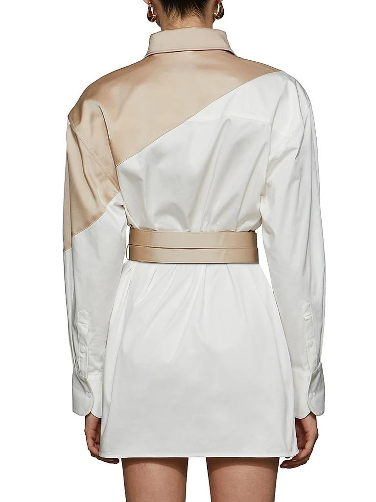 ET OCHS Halle Poplin & Satin Belted Shirt Dress 6
