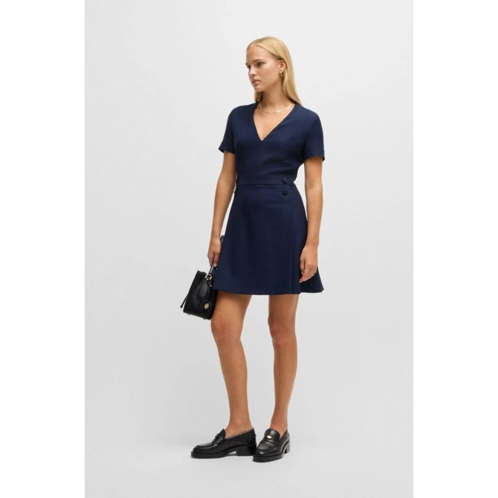 Hugo Boss V-neck bodycon business dress with tone-on-tone buttons 2