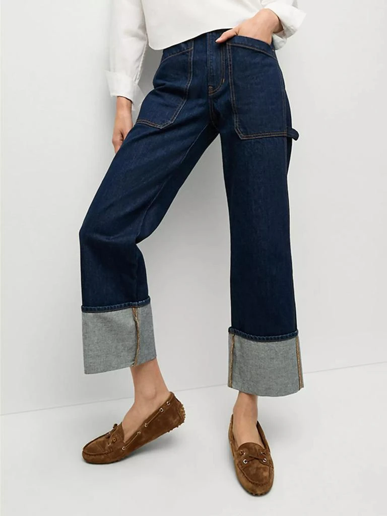 VERONICA BEARD Dylan Cuffed High-Rise Straight Jeans 4