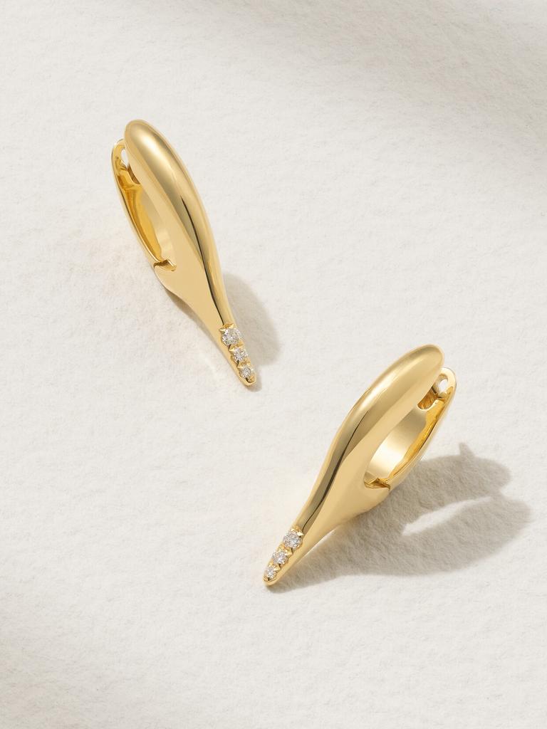 Melissa Kaye Lola Needle Mini 18k 黄金钻石耳环