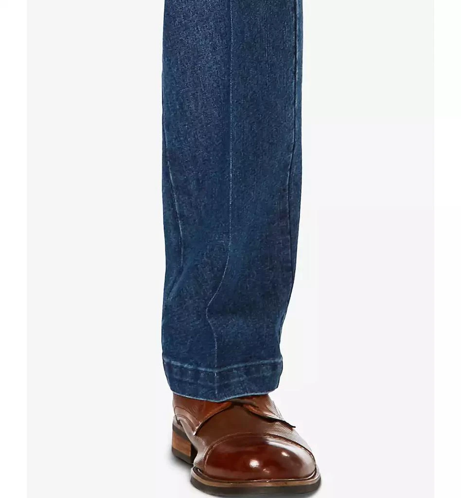 Haggar Men's Stretch Denim Classic-Fit Pleated Pants 7