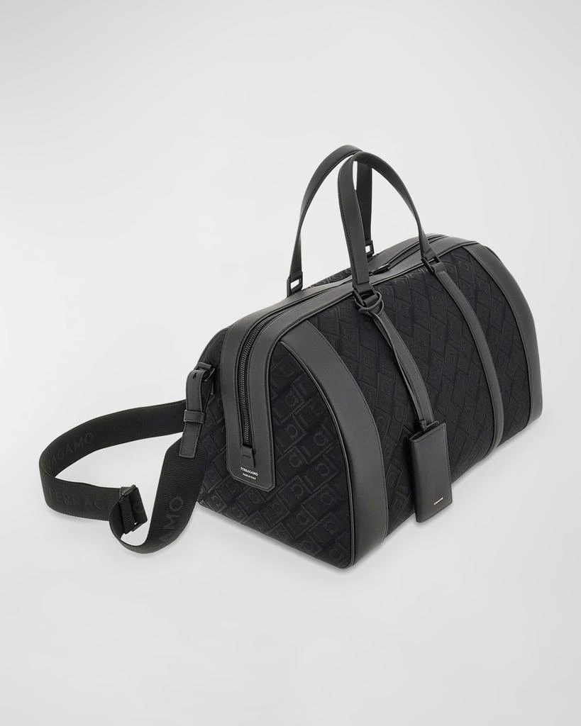 Salvatore Ferragamo Men's Jacquard and Leather Duffel Bag 5