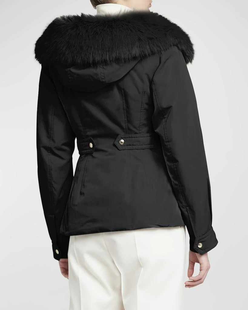Moncler Bron Short Parka Jacket with Faux Fur Trim 5