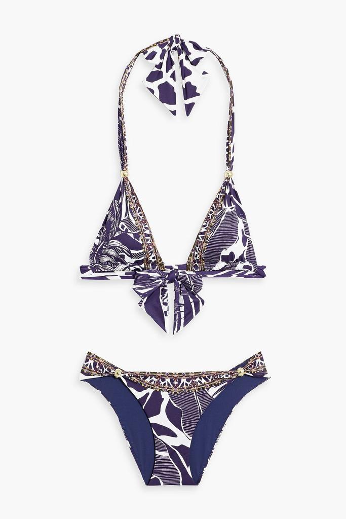 Camilla Embellished printed triangle bikini