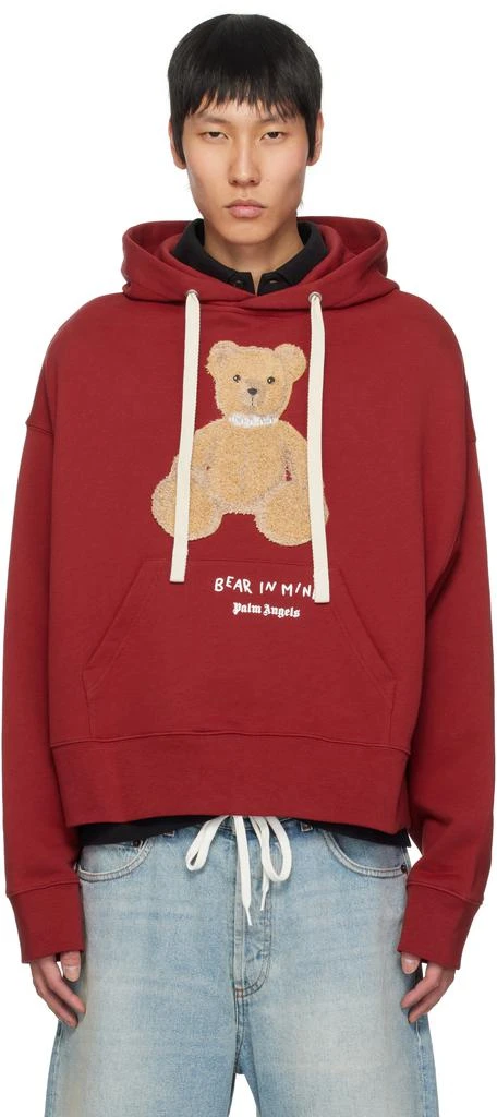 Palm Angels Red 'Bear in Mind' Hoodie 1