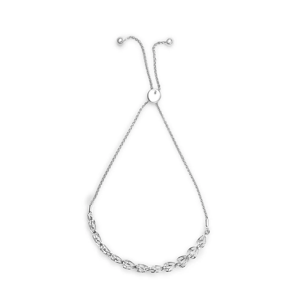 Haus of Brilliance .925 Sterling Silver 1/10 Cttw Diamond Heart Link Bolo Bracelet 3