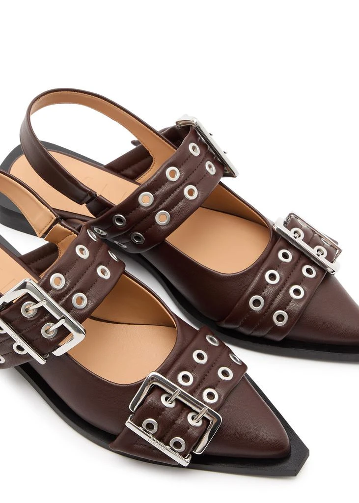 Ganni Buckle Ballerina faux leather slingback flats 3