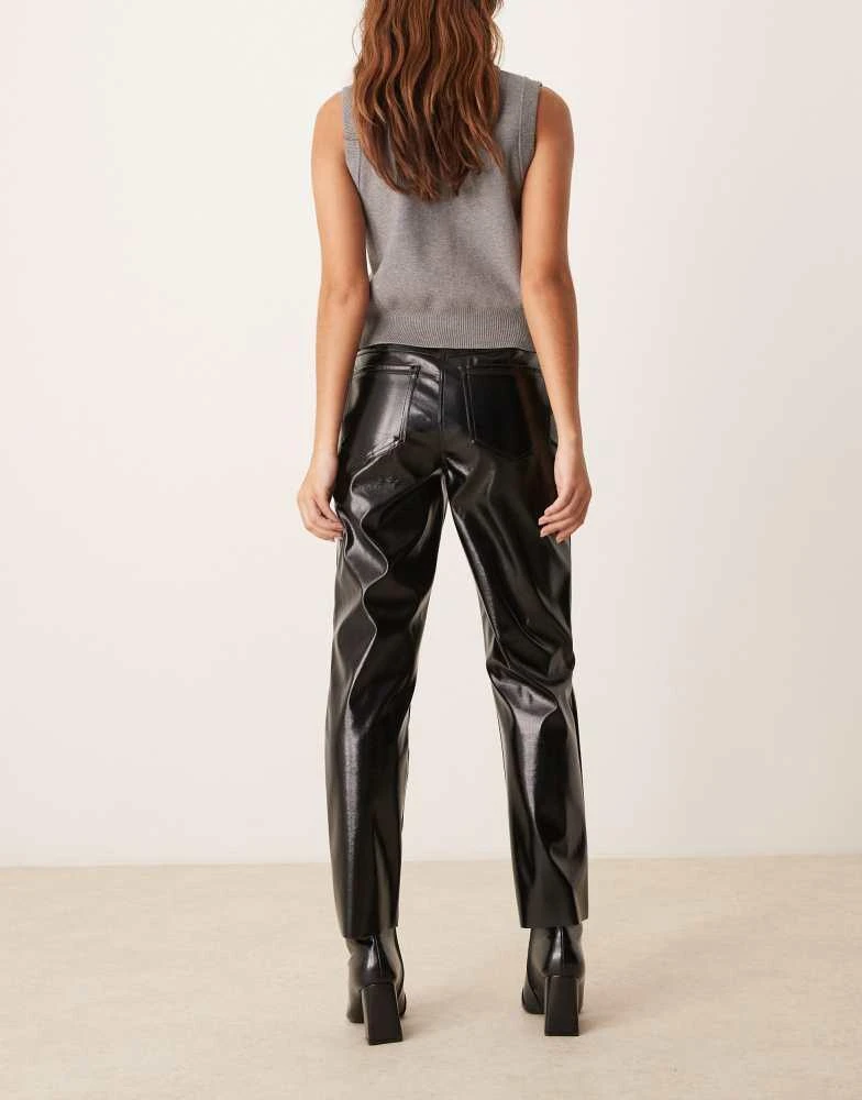 New Look New Look vinyl straight leg trousers in black 2