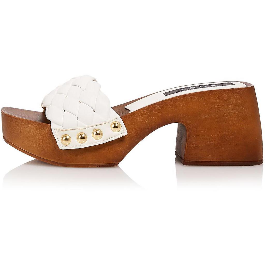 Aqua Boho Womens Woven Faux Leather Platform Sandals