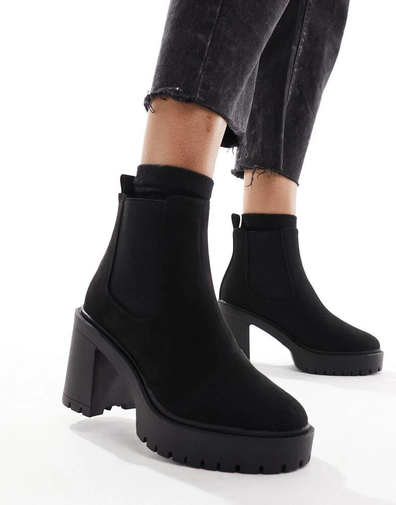 ASOS ASOS DESIGN Elma heeled chunky chelsea boots in black 2