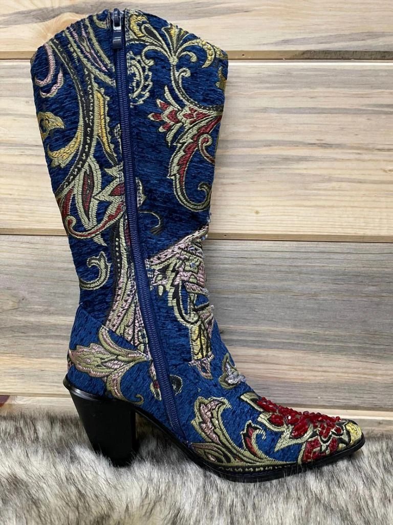Helen's Heart Crystal Embellished Boot In Blue 2