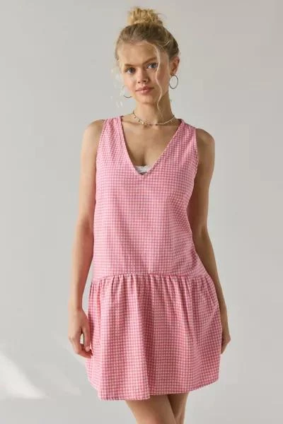 Motel Motel Margare Gingham Drop Waist Shift Mini Dress 1