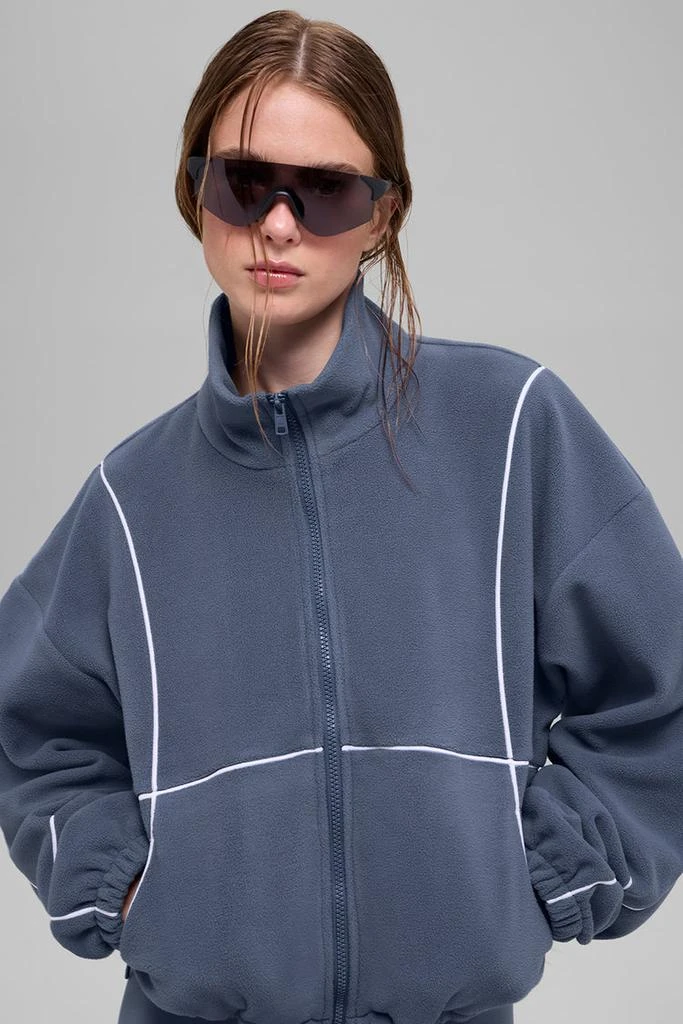 Alo Polar Fleece Game Time Full Zip Jacket - Bluestone/White 3