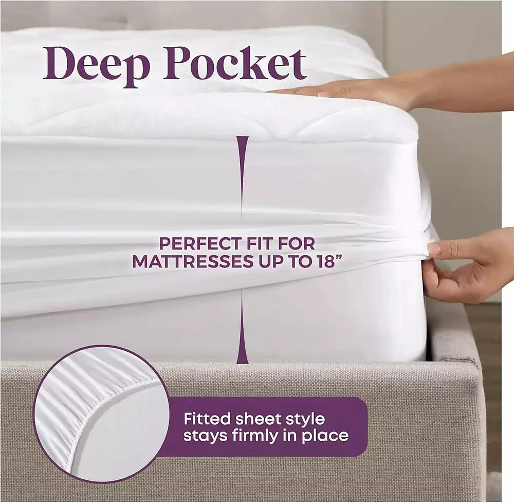 Circles Home CIRCLESHOME Double Puff Microfiber Fleece Mattress Pad White 6
