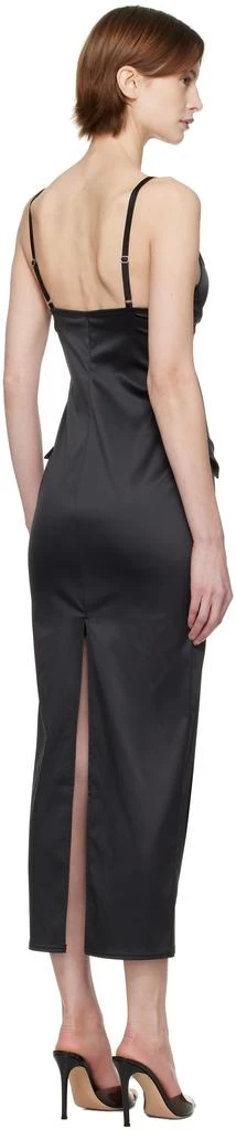 Fleur du Mal Black Seduce-U Plunge Midi Dress 3