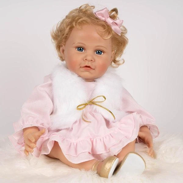 Karen Scott Paradise Galleries  Reborn Baby Doll,  Designer's Doll Collections, Made in Soft Touch Vinyl with Pink Ruffled Dress with matching pantaloons 2