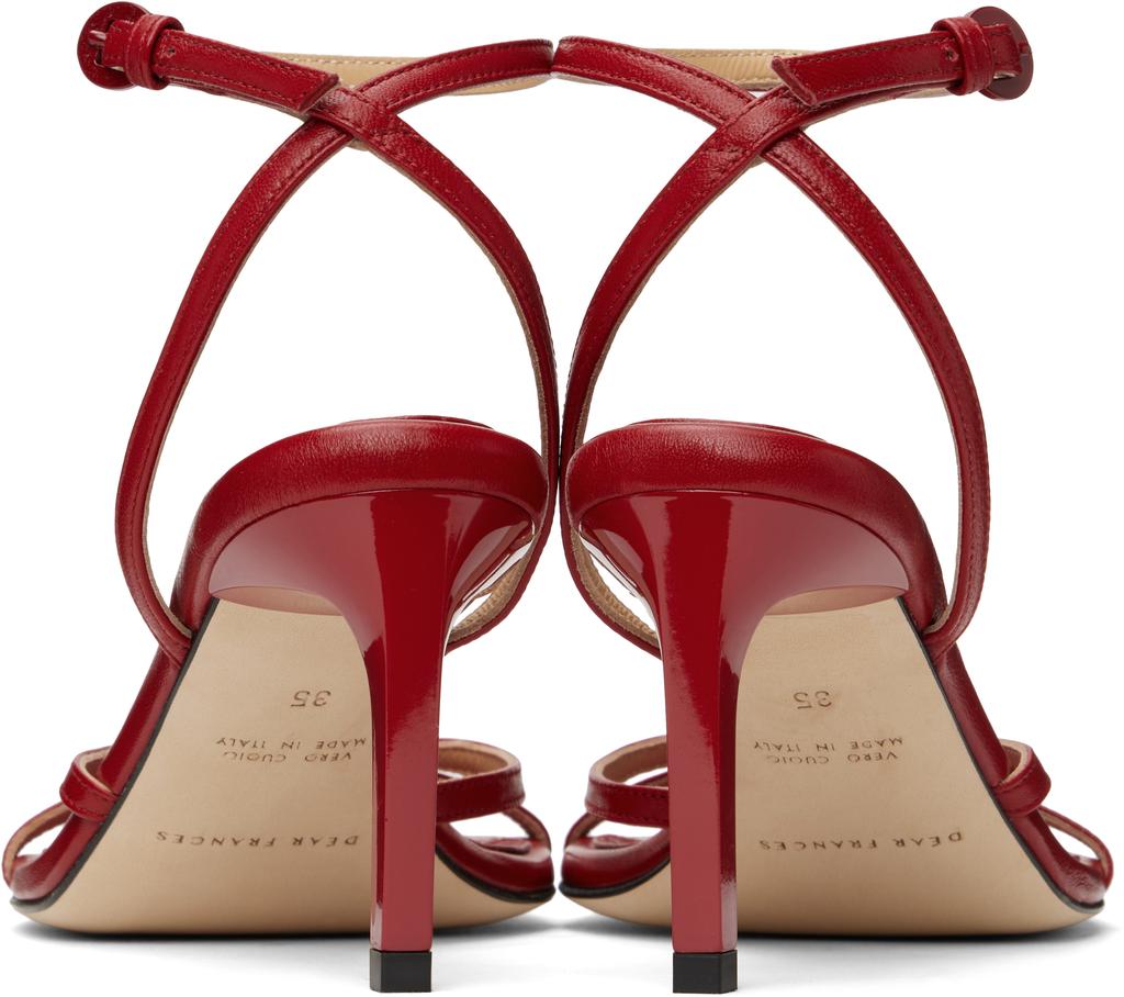 Dear Frances Red Criss Leather Heeled Sandals