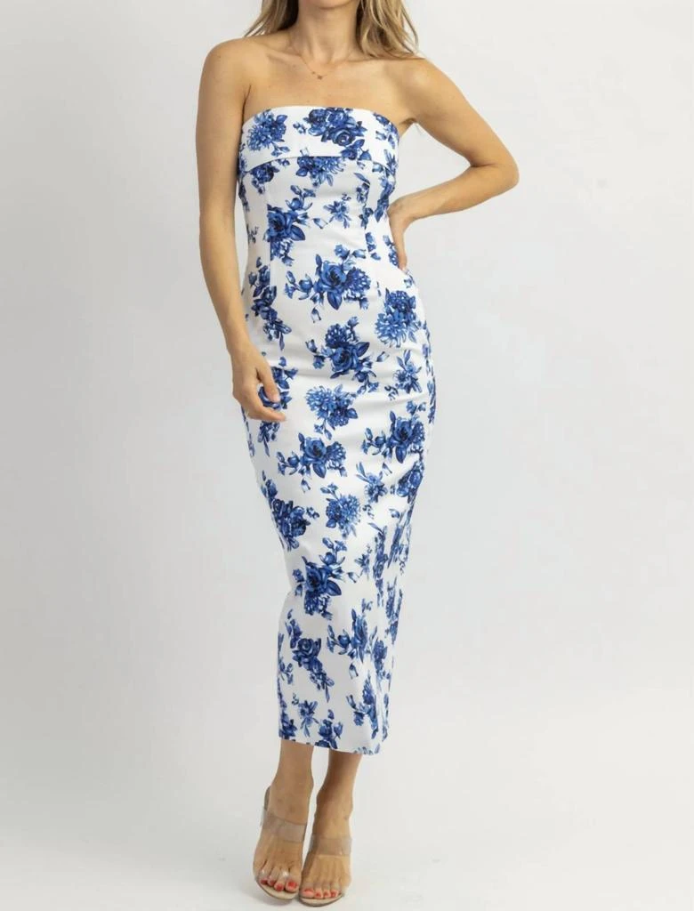 Strapless Midi Dress In Smitten Blue And White  On Sale Now with Up to 29%  Off | Discover Exclusive Deals & Savings at BeyondStyle  Authentic MABLE  dresses|women|clothing with Limited-Time Discounts,