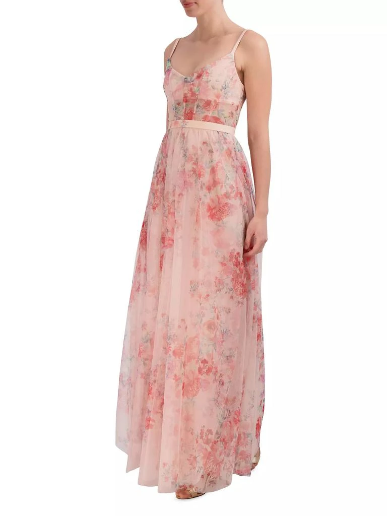 BCBG Floral Tulle Sleeveless Gown 4