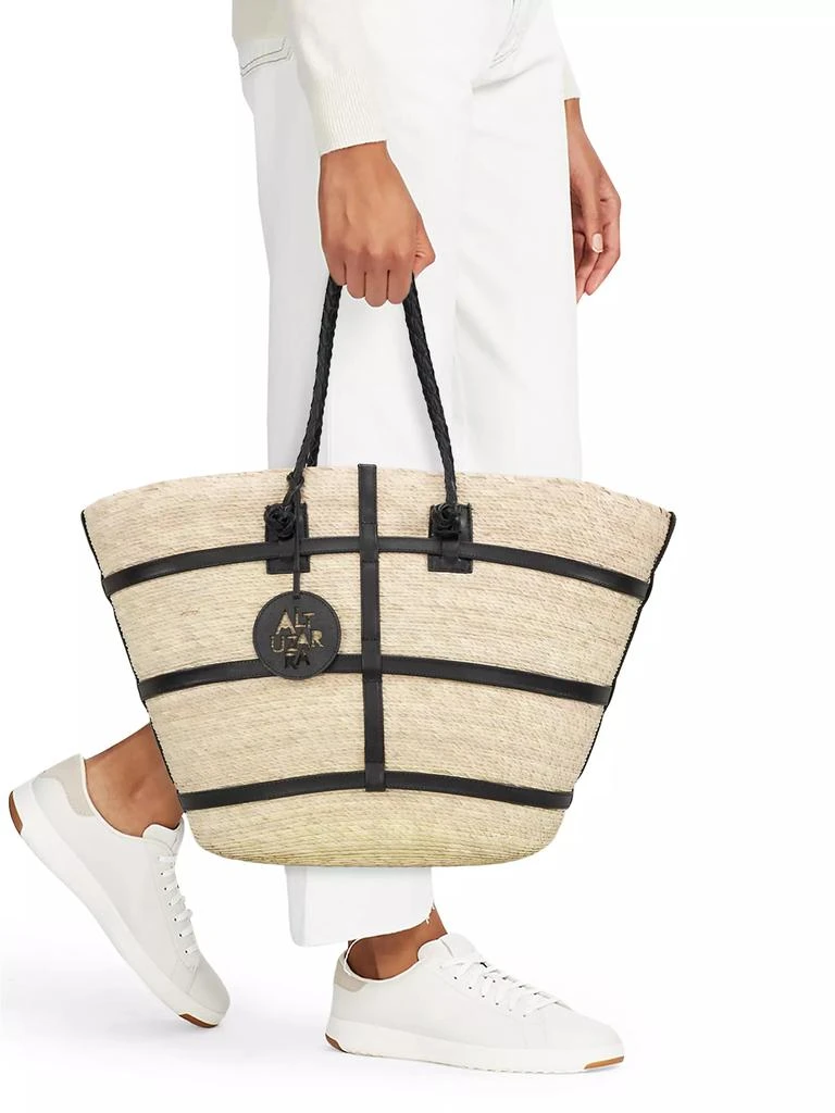 Altuzarra Watermill Leather-Trimmed Straw Tote 2