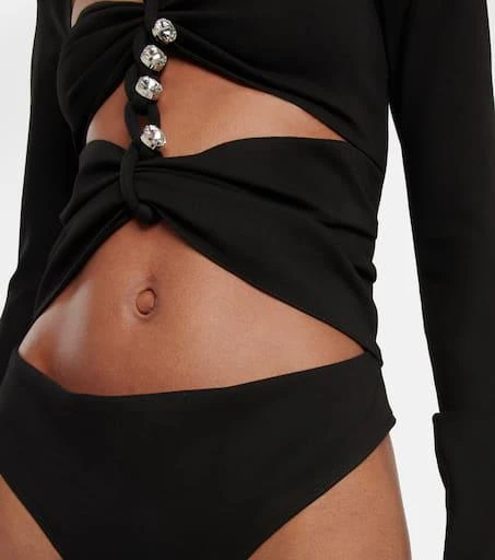 AREA Chain-link crystal-embellished jersey bodysuit 6