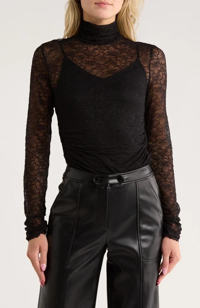 SIMKHAI Zurie Lace Combo Turtleneck Bodysuit 1