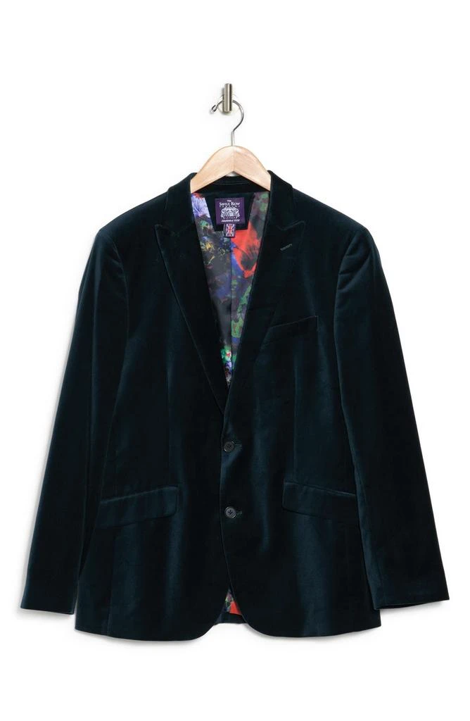 SAVILE ROW CO Deep Sea Peak Lapel Velvet Blazer 4
