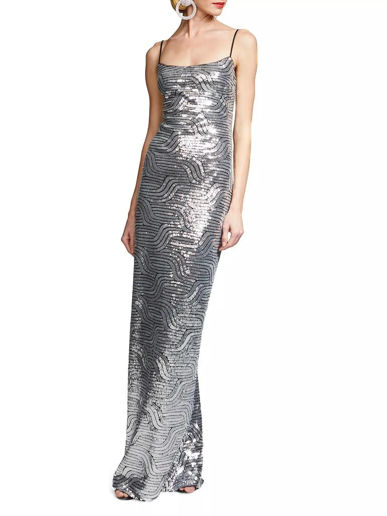 HALSTON Reine Deco Sequin Gown 2