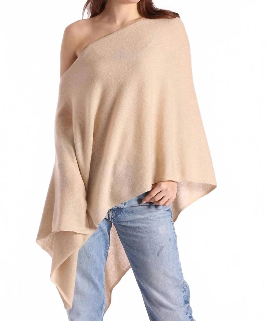 Minnie Rose Cashmere Ruana Poncho In Brown Sugar
