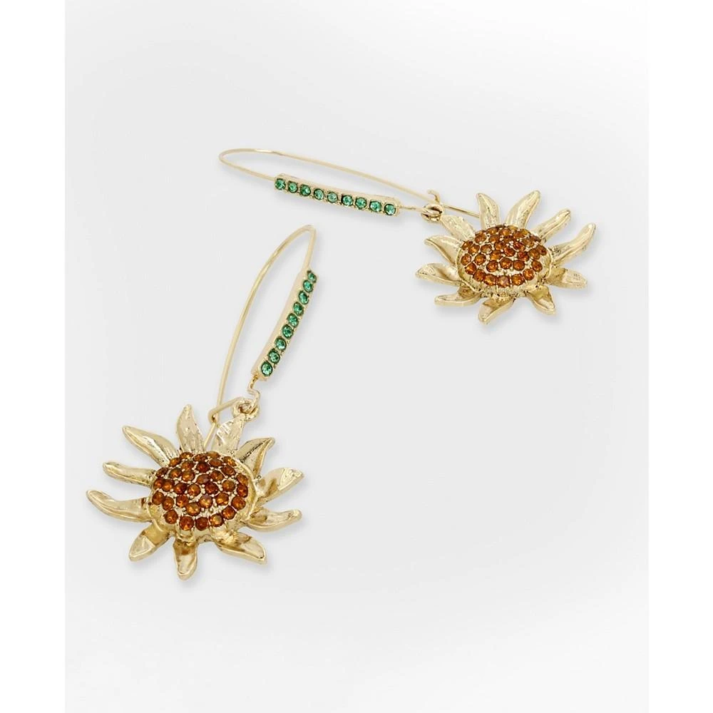 Betsey Johnson Faux Stone Sunflower Dangle Earrings 2