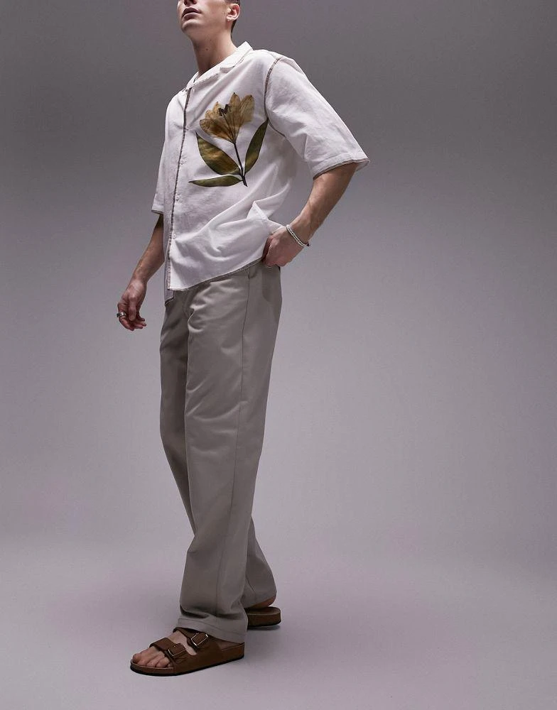 Topman Topman straight workwear chino trousers in stone 1