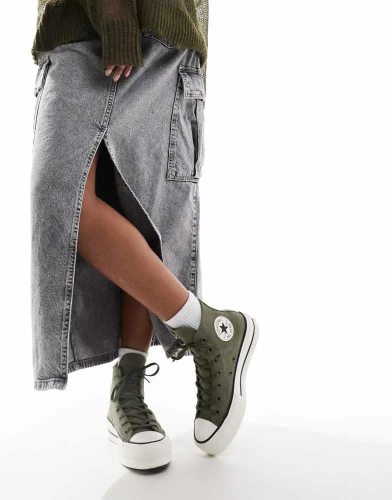 Converse Converse Chuck Taylor All Star Hi Lift trainers in olive green 1