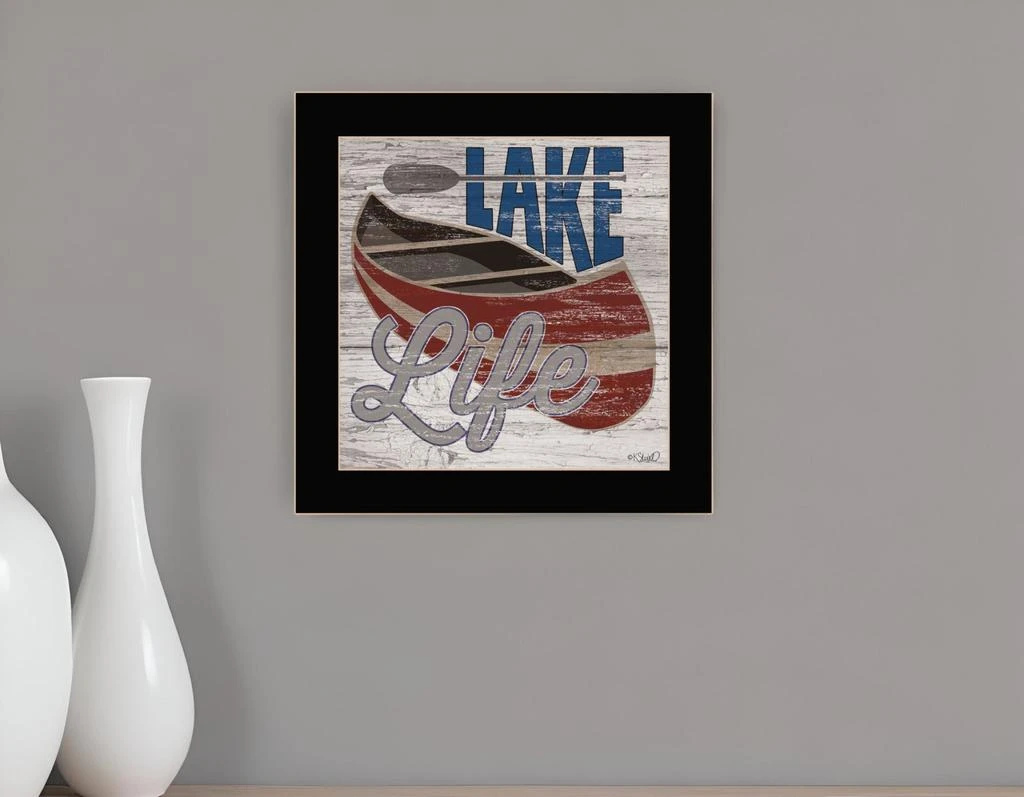 Hivvago Lake Life Canoe 1 Black Framed Print Wall Art