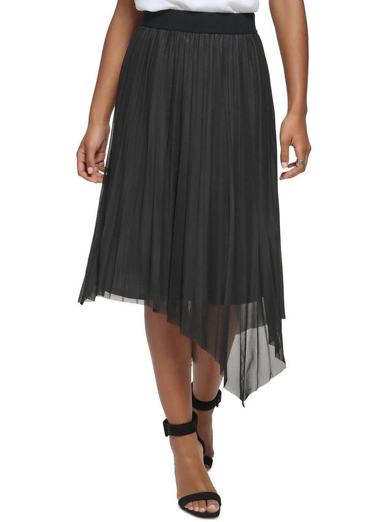 Calvin Klein Womens Pleated Pull On Asymmetrical Skirt 1