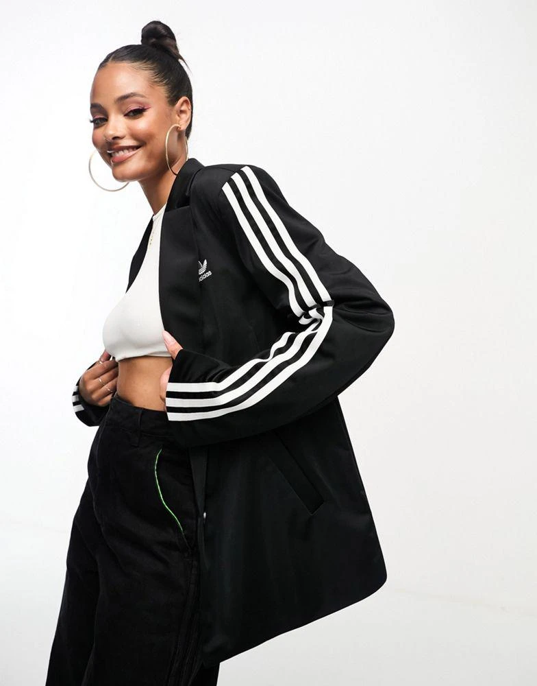 Adidas adidas Originals three stripe blazer in black 1