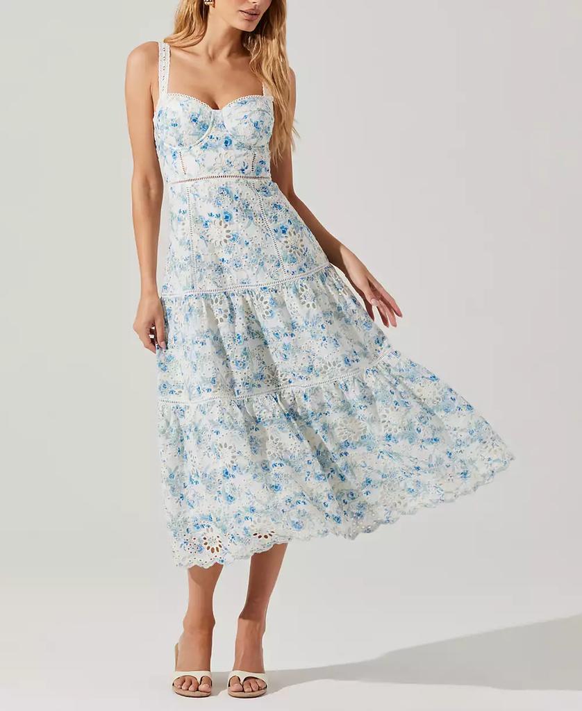 ASTR Women's Pellagia Cotton Eyelet Midi Dress
