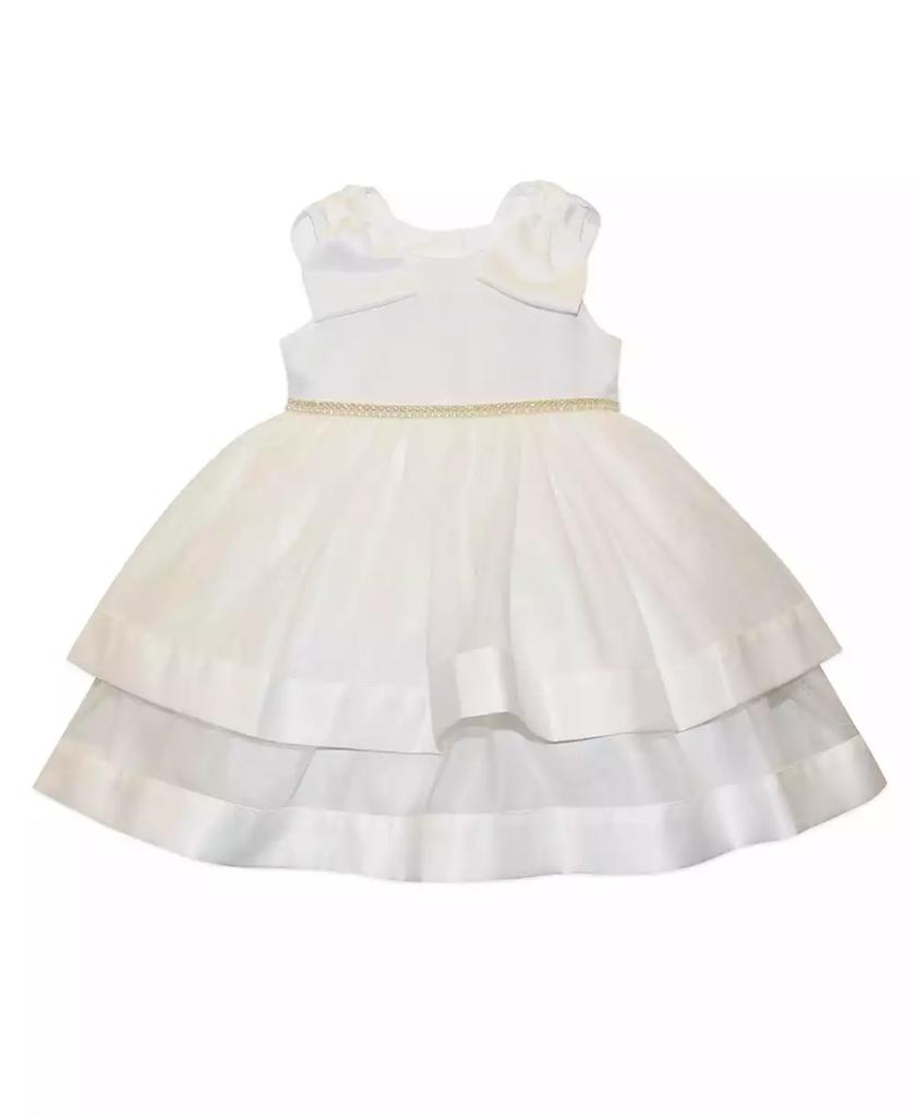 Blueberi Boulevard Baby Girls Bow-Top Jewel Waist Border Trim Dress