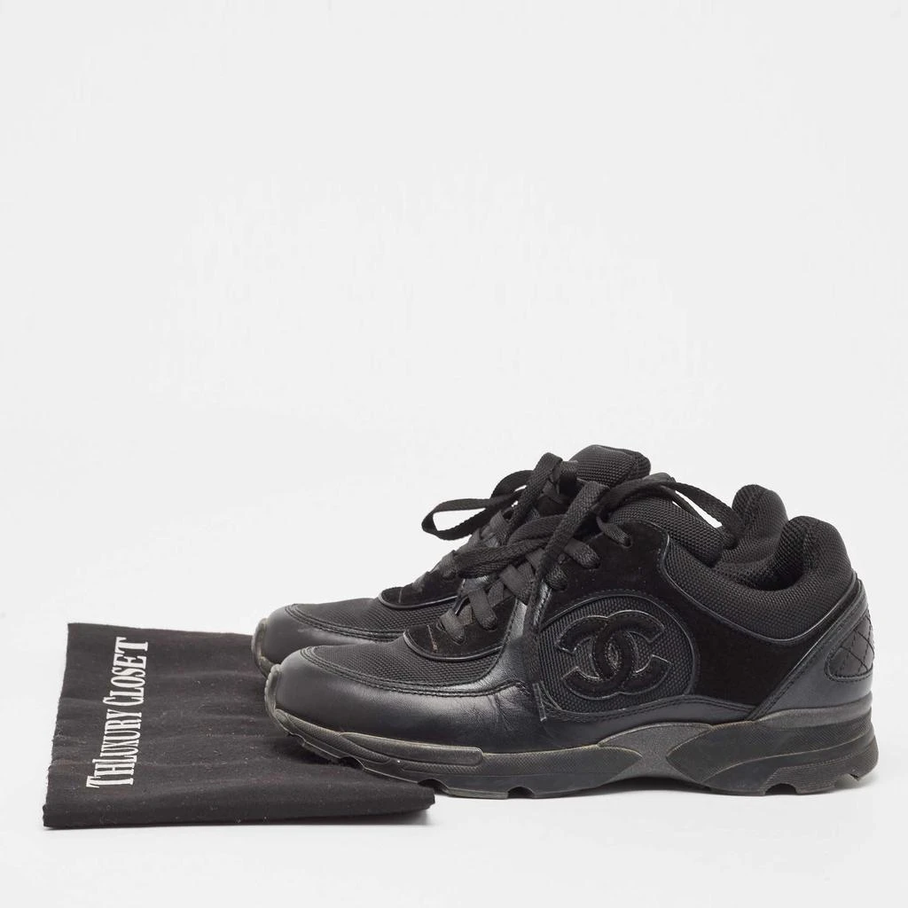 Chanel Chanel Black Mesh and Suede CC Low Top Sneakers Size 37 9