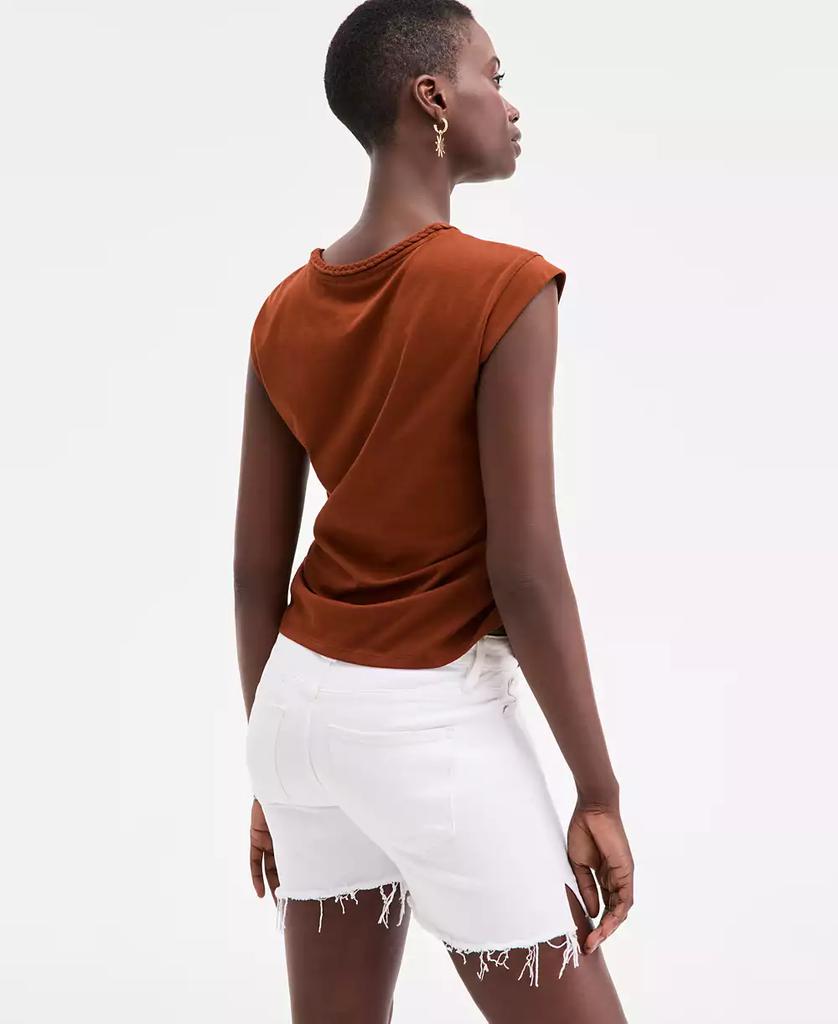 On 34th Women's Braided-Neck Crewneck T-Shirt, Exclusively at Macy's