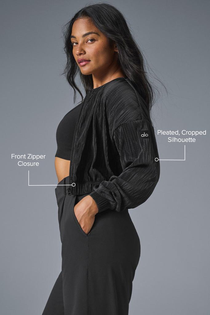 s*0様 alo Cropped Micro Plisse Jacket M ブ Alo Cropped Micro Plisse Jacket - Black - Jackets - Free Shipping